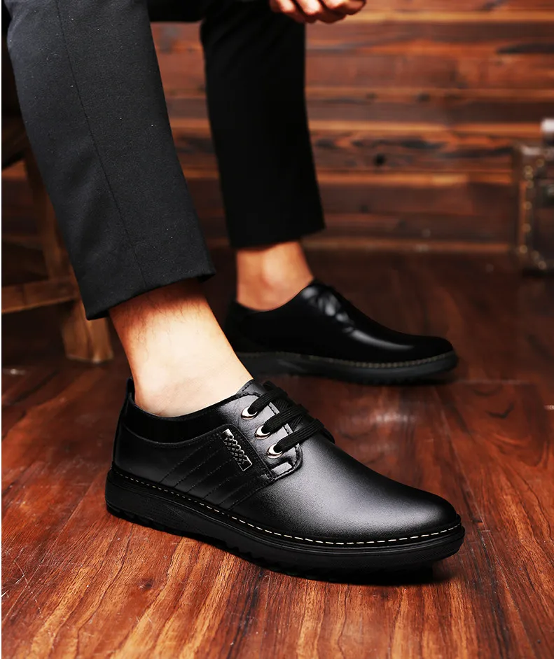 

Genuine Leather Men's Business Shoes Large Size 38-45 Handmade Men Formal Flats High Quality Male Moccasins summer breathable