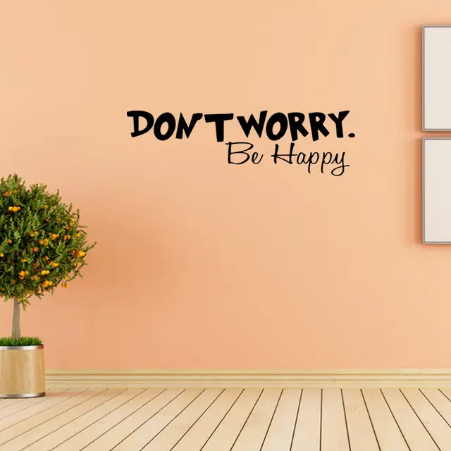 Dont Worry Be Happy Vinyl Wall Decal Home Decor Quotes Diy Art