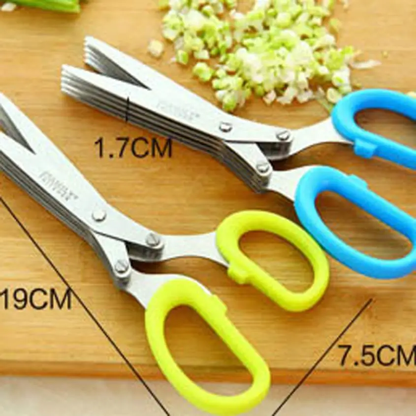 

Stainless Steel 5 Blade Cut Shredding Scissors Sharp Herb Kitchen Tool 8