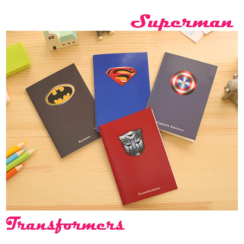 

Free Shipping Creative Superman Batman Notepads Business man Diary Office escolar notebook Gift KidsNotebooks Memos agenda