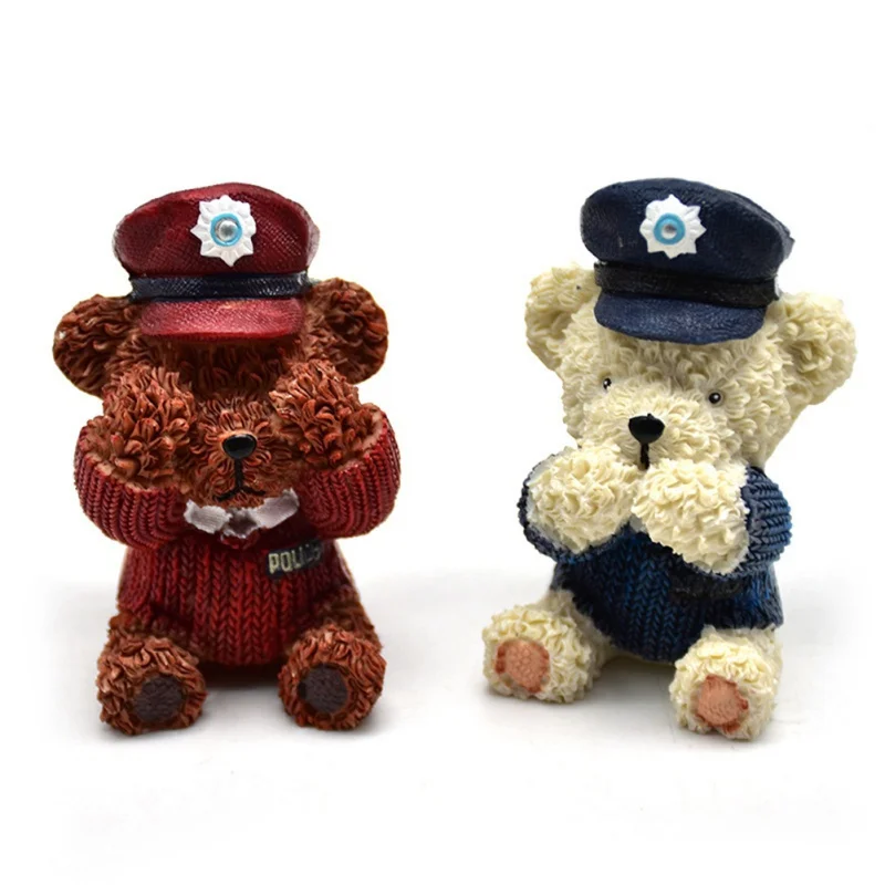 New Cute 3D Three-Dimensional Small Bear Police Styling Fondant Cake Silicone Mold