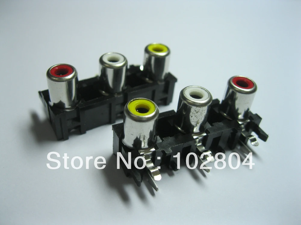 

AV Pin Jack 3 Color RCA Female Audio Video AV Socket Connector AV3-5 Pitch 15mm 500 pcs per Lot