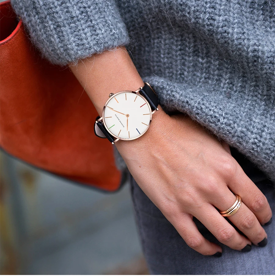 Подарок крутые Стильные наручные часы короткие модные простые Стильные с черно-белым циферблатом повседневные кварцевые модные часы