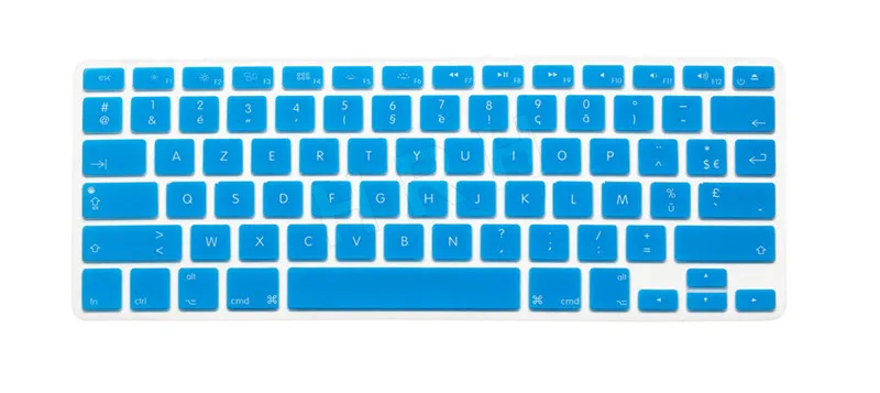 HRH AZERTY французский язык силиконовый чехол клавиатура кожи протектор для Macbook Air Pro retina 1" 15" 1" английская версия - Цвет: Turquoise