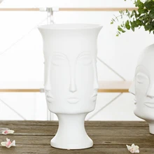 Абстрактная керамическая ваза в скандинавском минимализме, матовая глазурованная декоративная ваза в форме головы, белая керамическая ваза
