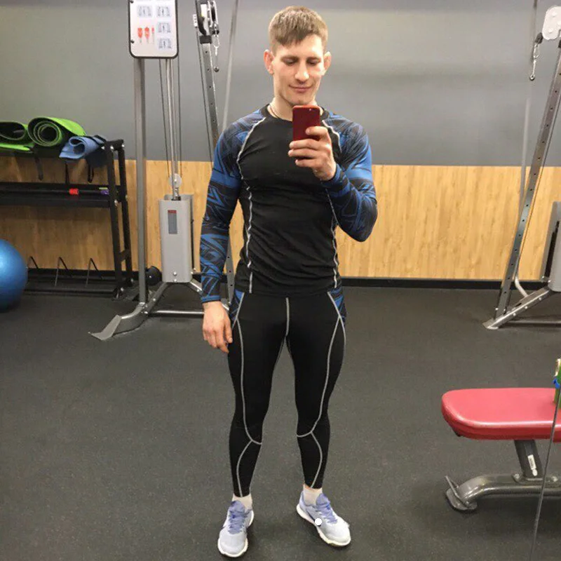 

Men's Thermal Underwear Skins Compression Fitness Training Foundation Layer Long-sleeved Jogging Suit Shirt Leggings Tracksuit