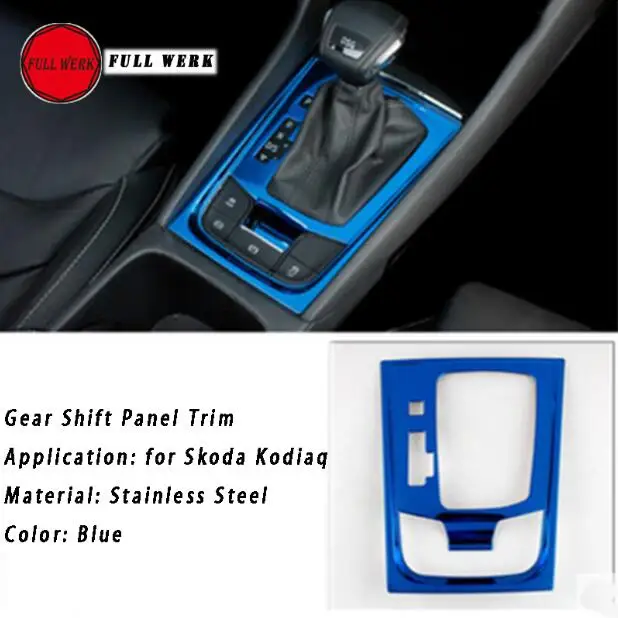 Аксессуары для интерьера из нержавеющей стали для Skoda Kodiaq, коробка для хранения кондиционера, накладка на рамку, наклейка, аксессуары - Название цвета: Gear Shift in Blue