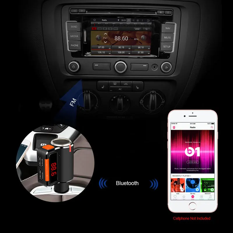 Тыква беспроводной автомобильный Bluetooth fm-передатчик радио адаптер с двойной зарядное устройство USB прикуриватель для смартфона