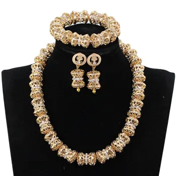 

Exclusive Rhinestone Gold Fashion Jewelry Set Wedding Party Dress African Nigerian Jewelry Set for Women 2019 WE229