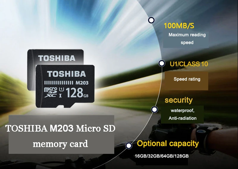 TOSHIBA M203 TF карта Micro SD карты 128 Гб 64 ГБ 32 ГБ оперативной памяти, 16 Гб встроенной памяти, слот для карт памяти 100 МБ/с. SDXC/SDHC Class10 UHS-I для смартфонов и планшетов