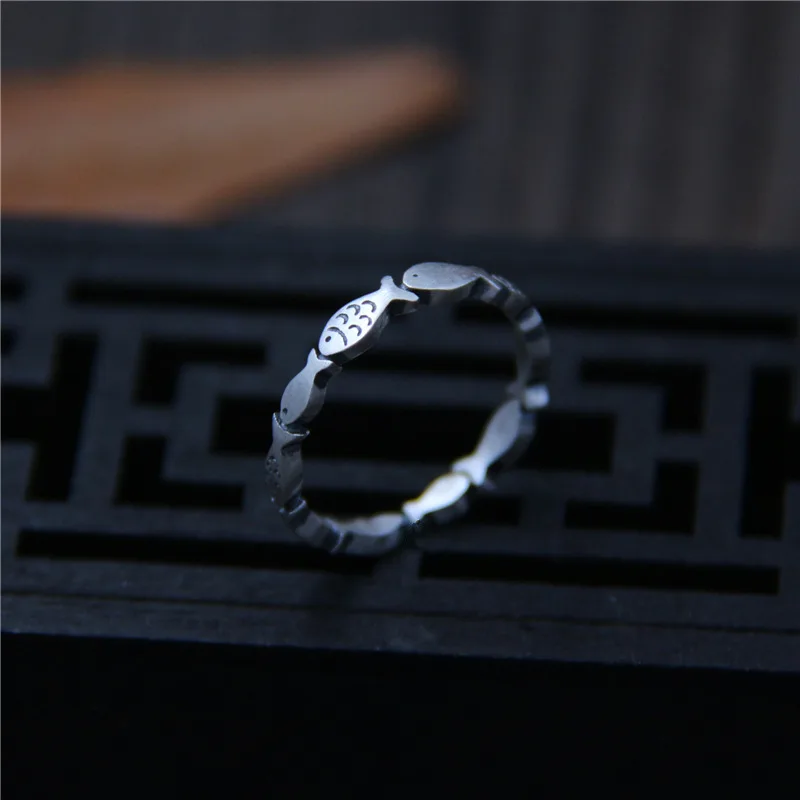 C & R чисто S999 стерлингов Серебряные кольца для Для женщин матовая рыбка кольцо девушка тонкий тайский Серебряные кольца Fine Jewelry Размеры 5–10