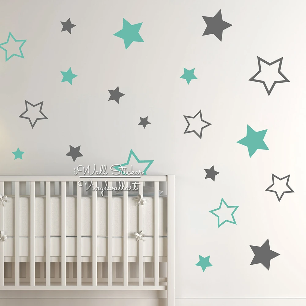 baratas Estrelas Estrelas Adesivo de Parede Decalque Da Parede para Crianças do Berçário do bebê Quarto Adesivos de Parede Removível Crianças Quarto Decorações de Alta Qualidade de Corte de Vinil n22