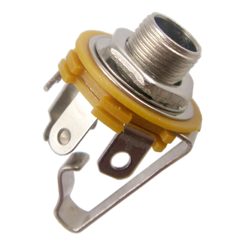 

1/4' 6.35mm Jack Socket Stereo Output Connector Plug Height Adjustment For Guitar Bass Pick-up Silver