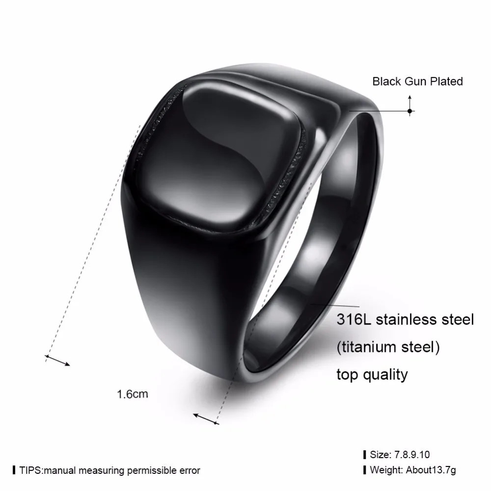 Титановое мужское кольцо-печатка из нержавеющей стали, квадратное модное обручальное кольцо, обручальное байкерское мужское кольцо, кольцо в стиле панк-рок, хип-хоп, DCR021