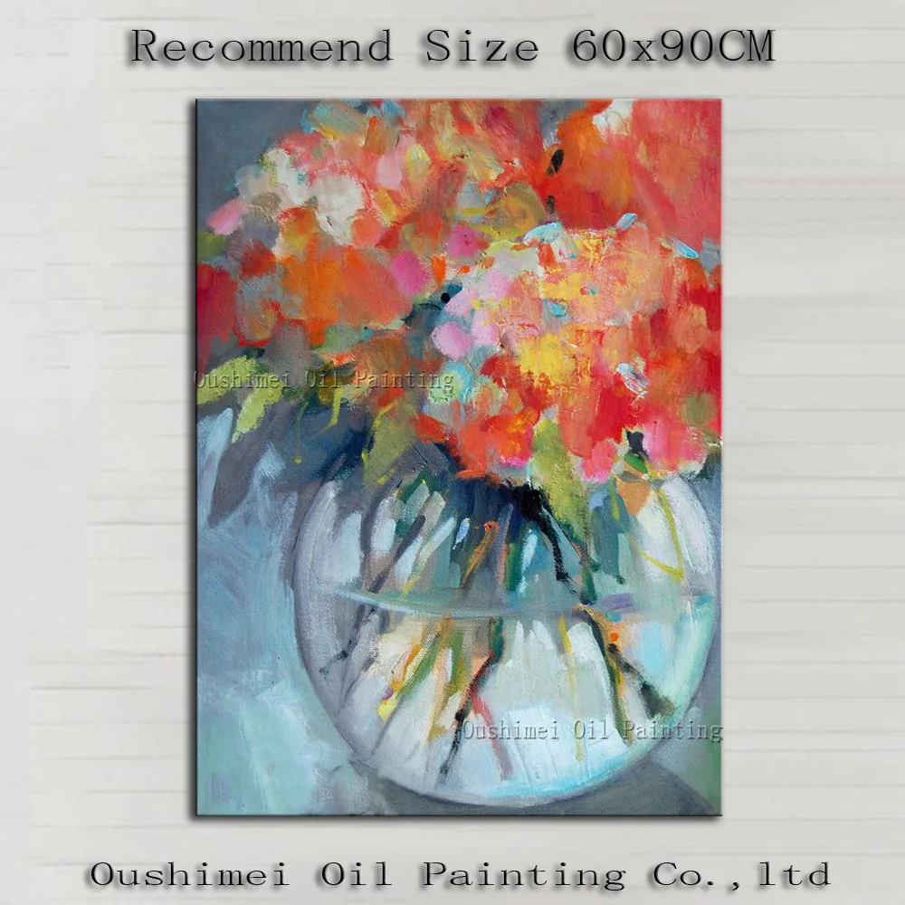 

Hand Painted Modern Bottle Red Flower Paintings Picture Home Decor Canvas Painting Hang Paintings For Living Room Oil Painting