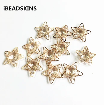 

New arrival! 28x30mm 50pcs/lot kc gold color iron wire enlace charm star-shape beads for jewelry DIY ( as shown)