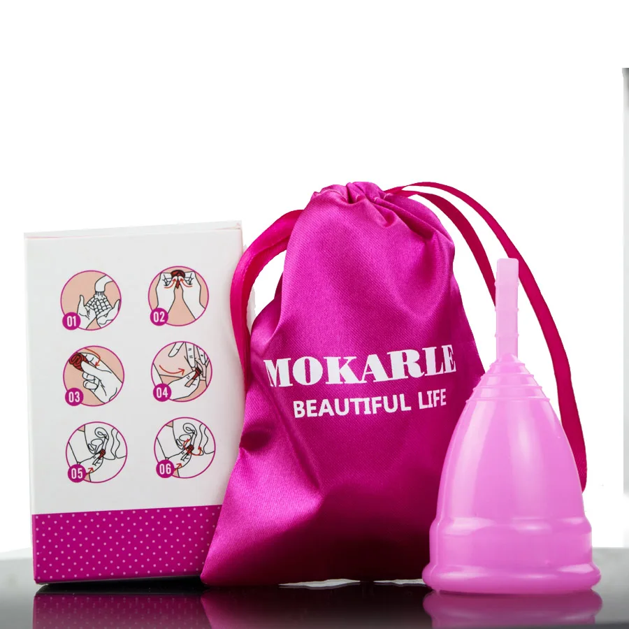 Многоразовые менструальная чаша медицинский Класс силиконовые леди менструальная чаша альтернативные тампоны гигиенические прокладки гигиенические тампоны для Vagin продукты - Цвет: Pink With Package