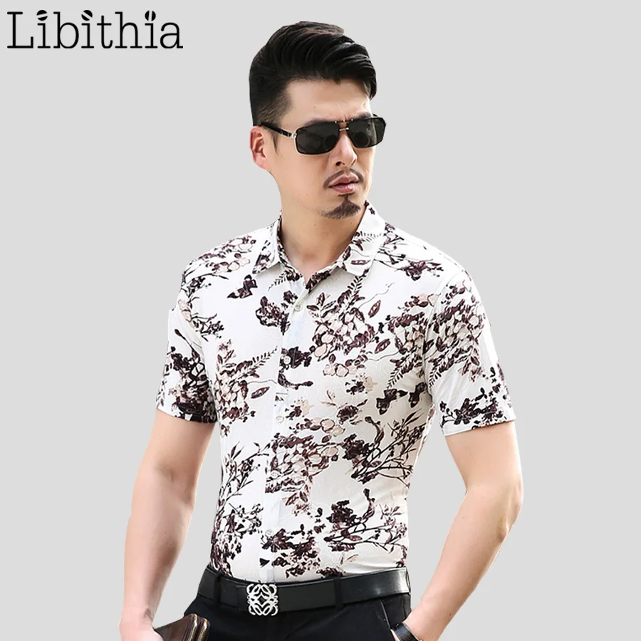 Men High Quality Cotton Shirts Slim Fit Floral Shirt Fashion Brand