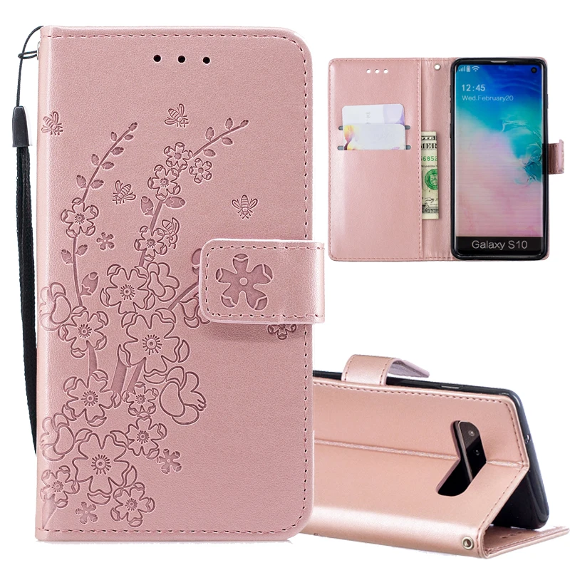 

Flower Leather Phone Case For Samsung Galaxy A50 A30 A70 A10 A750 M10 M20 S10 Plus S9 S8 S7 edge S6 S5 Case Flip Wallet Cover