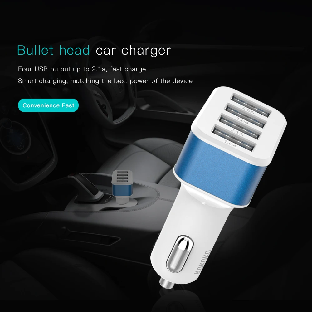 شاحن سيارة 4 منافذ 5 فولت 2a usb شاحن سيارة محول المقبس آيفون 6 6 ثانية سامسونج xiaomi هواوي العالمي