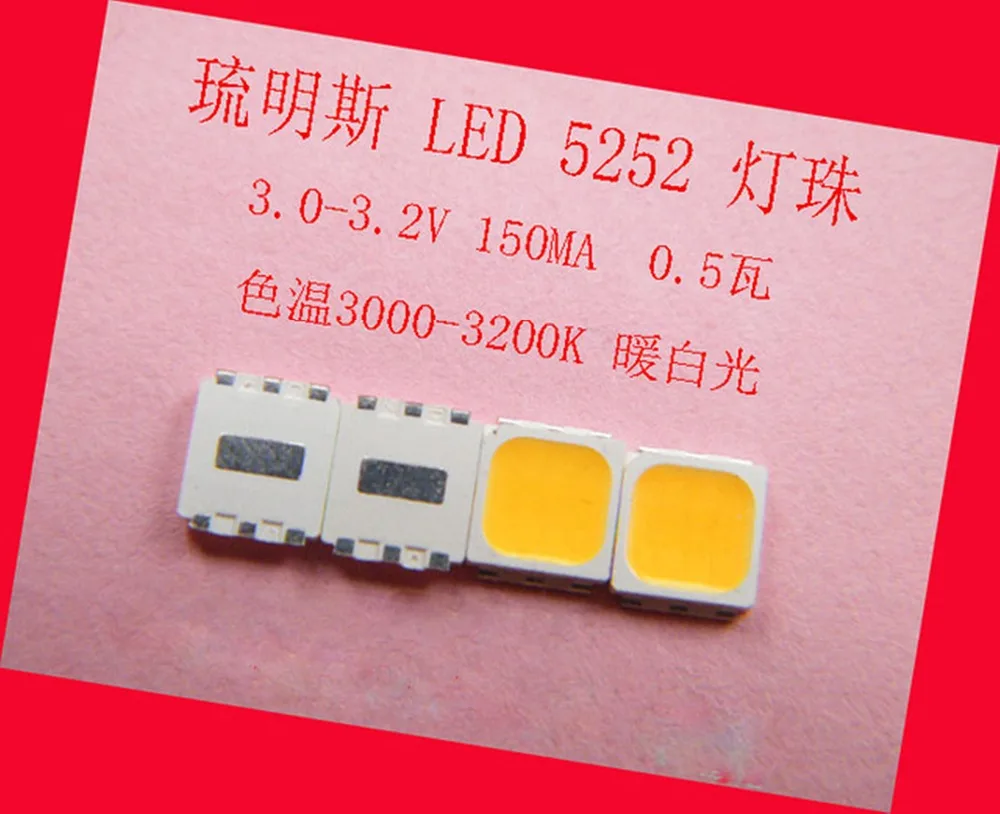 100piece/lot Taiwan imports Luming Si highlighted leds 3V 5252 SMD LED 0.5 W warm white light emitting diode | Лампы и освещение