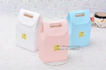 

White Blue pink Packing box with handle, Candy Stand boxes Cookie Packing Food Packing Box 200pcs/lot