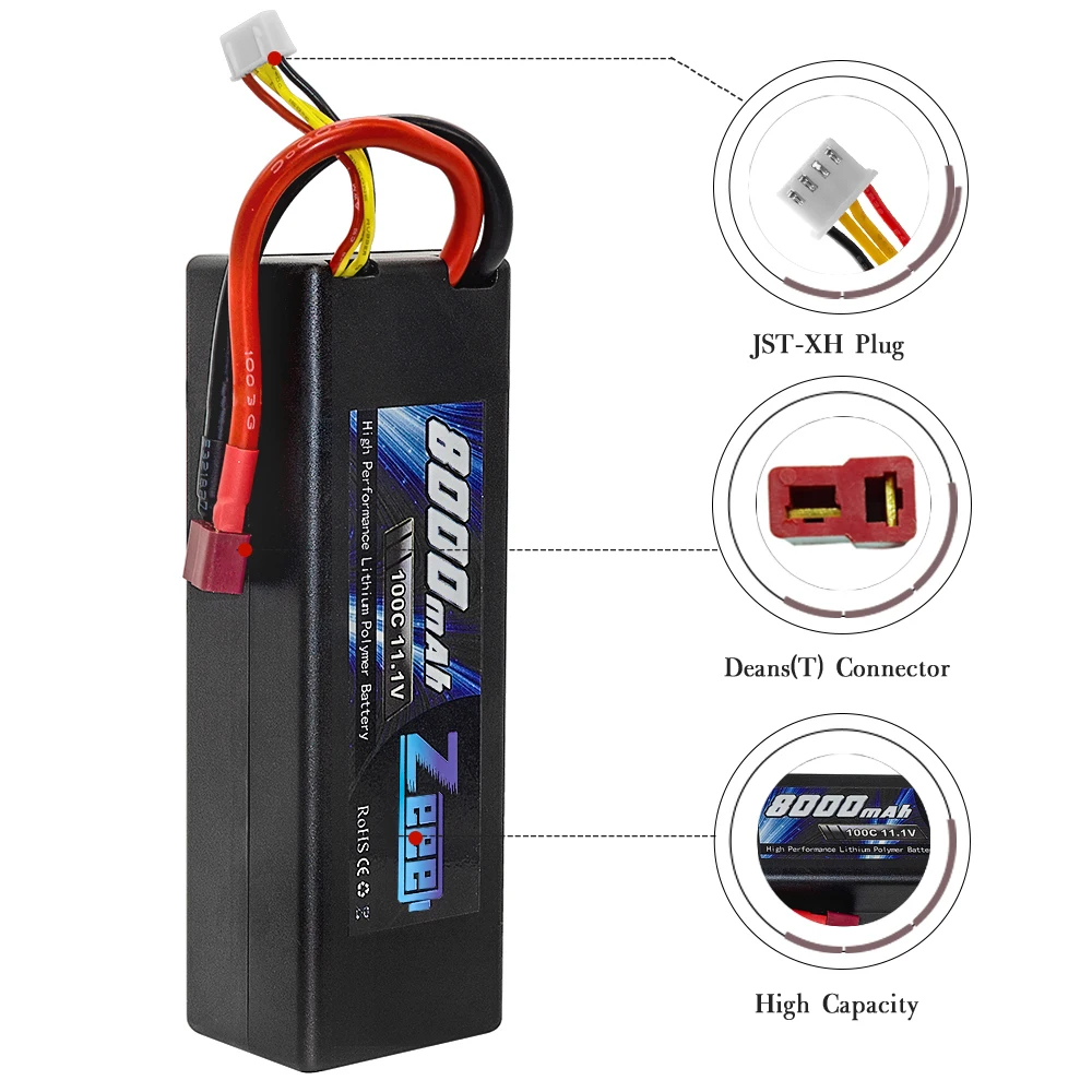 Zeee провод с силикатной гелевой Батарея 11,1 V 8000mAh 3S RC Батарея Lipo 100C с деканов штекер для автомобиля RC грузовик радиоуправляемая автомодель трагги FPV Самолет катер багги