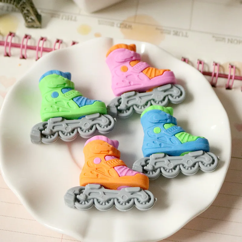 1pc Cute Kawaii Creative Roller Skates Design Pencil Rubber Eraser Student Supplies School Stationery for Kids Toys Prize Gift