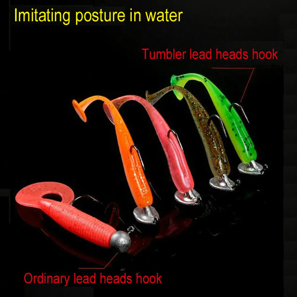 5pcs/lot Jump Jig Head Fishing Hook 3.5g 5g 7g 10g 14g Tumbler Anti-hanging grass Lead Head Fishing Hooks Soft Lure Tackle