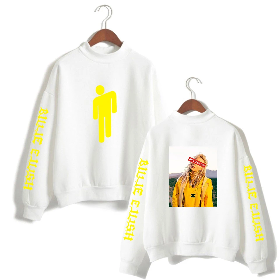  Billie Eilish Warm Turtleneck Sweatshirt Women Fashion printing Long Sleeve Sweatshirt Streetwear w