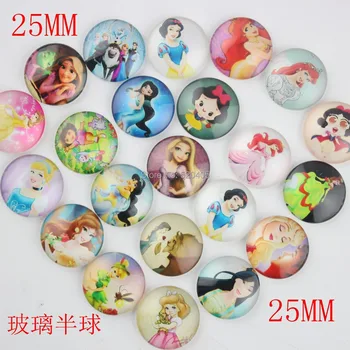 

Acrylic resin Button Glass hemisphere Princess Anna Elsa 25MM hair made accessories wholesale 100PCS