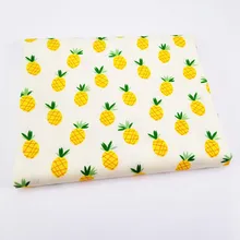 Pano de sarja para bebê e criança, tecido adorável de abacaxi estampado de algodão para costura, acolchoado, quartos de gordura, material para bebê e criança