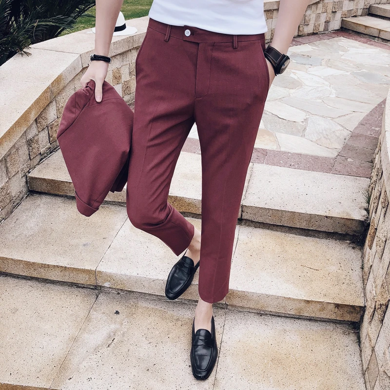 2018 New England Anti-wrinkle Korean Pure Color Casual Trousers Fashion Personality Classic Influx Men's Nightclub Hair Stylist
