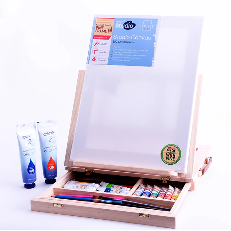 Mengmate tabletop, small easel, wooden drawer, folding, oil easel, oil