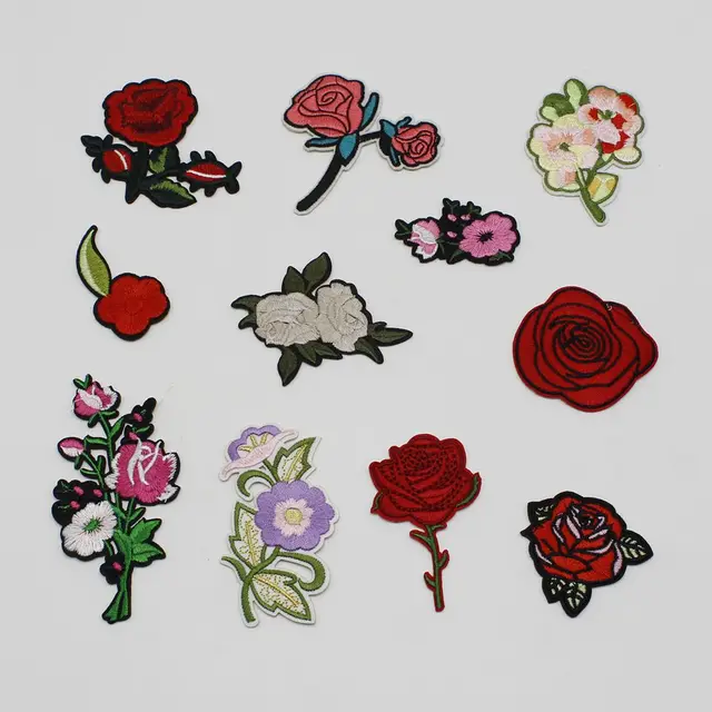 11 kinds of flowers pattern embroidery decals patch clothes iron