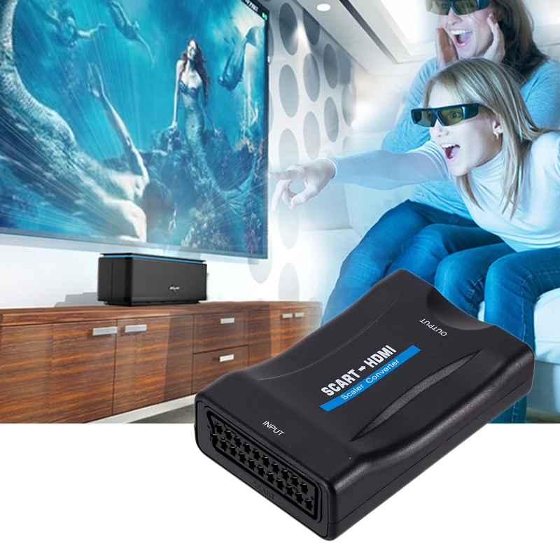 1080 P из scart в HDMI конвертер видео аудио высококлассные сигнала адаптеры-конвертеры с зарядный кабель-адаптер для Sky Box DVD STB