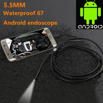 

5.5mm Lens USB Endoscope 5M 6 LED IP67 Waterproof Camera Endoscope 1M, Mini Camera Mirror As Gift Android OTG Phone Endoscopio