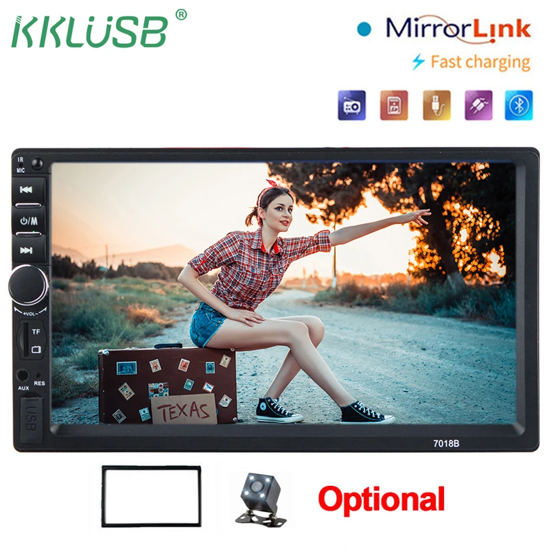 

2 din autoradio 7 inch touch screen car radio bluetooth android mirror link rear view camera charger 2din car Multimedia player