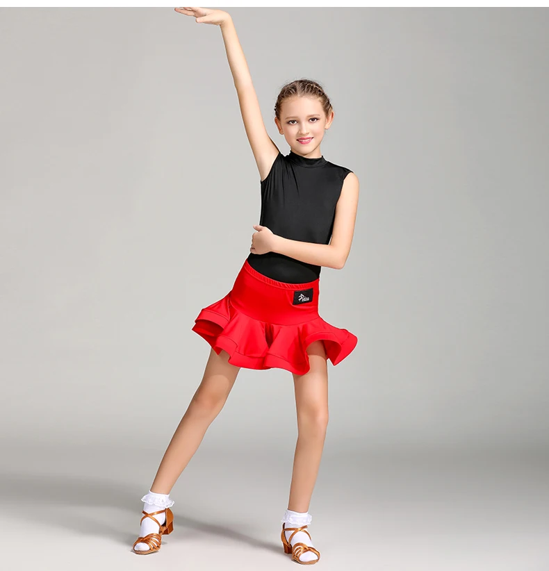 Детская латинская Танцы Детские платья для девочек юбка для танцев
