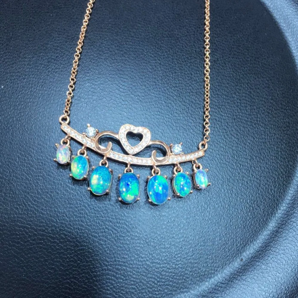 Natural opal Necklace natural gemstone Pendant Necklace S925 silver