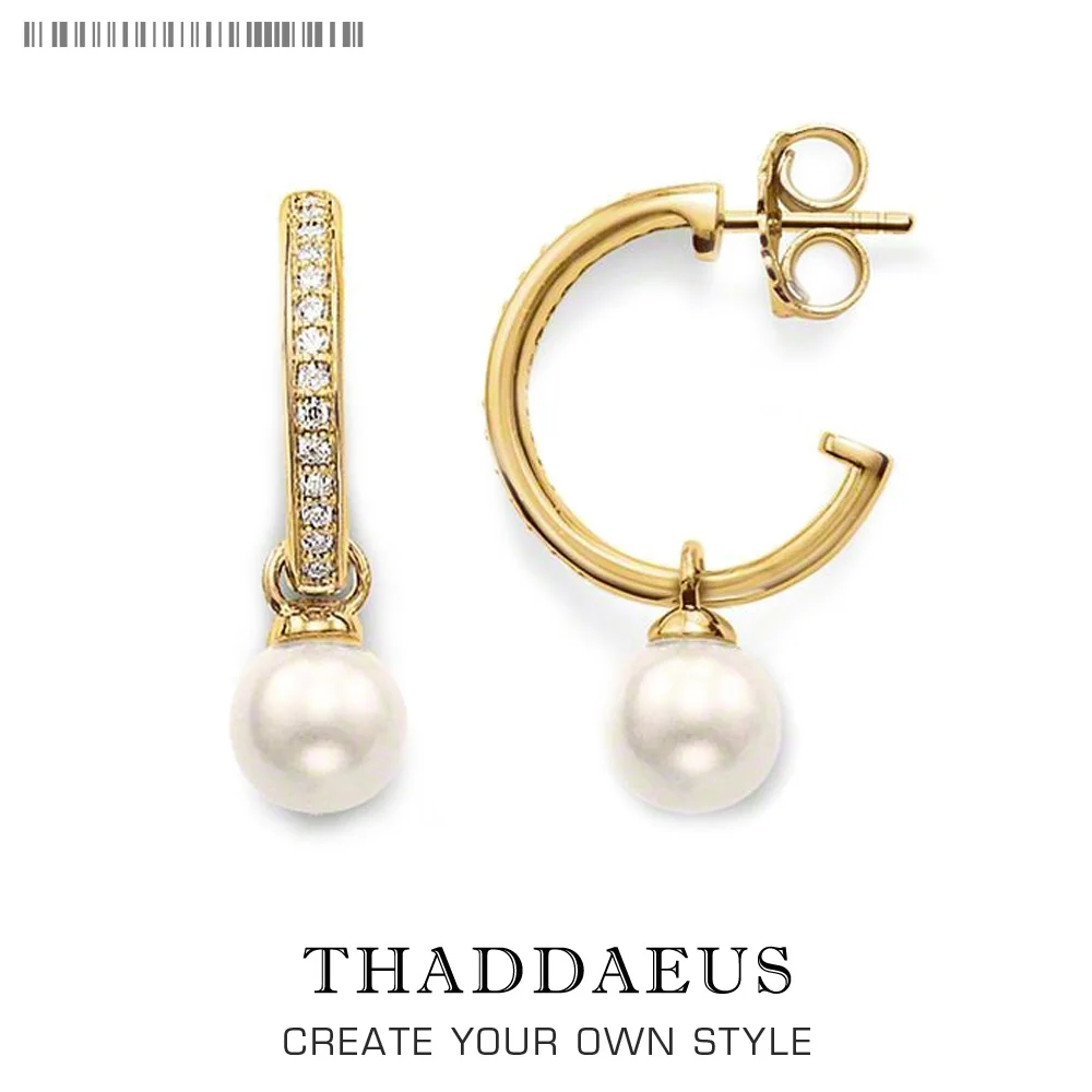 

Gold-color Pearls Hoop Creole Earrings,Thomas Glam Trendy Fashion Good Jewerly For Women,2017 Ts Gift In 925 Sterling Silver