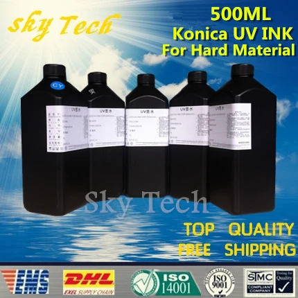 500ML*5   LED UV INK , BK C M Y White , UV ink  FOR Konica printhead UV printer .for hard materials