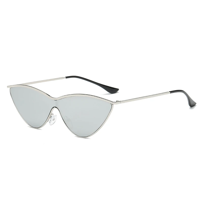 Маленькие треугольные солнцезащитные очки кошачий глаз, женские винтажные брендовые дизайнерские черные красные недорогие солнцезащитные очки, женские очки, UV400 - Цвет линз: silver frame silver