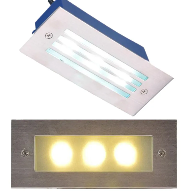 

3x3W/9W Outdoor Led Step Light IP67 Stainless Steel Embedded Staircase Corner Lamp Waterproof Recessed Wall Stair Lamp Footlight
