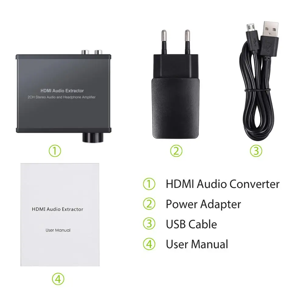 ESYNiC HDMI аудио экстрактор с регулятором громкости HDMI к HDMI+ R/L RCA+ 3,5 мм стерео аудио конвертер 4 к 3D сплиттер адаптер