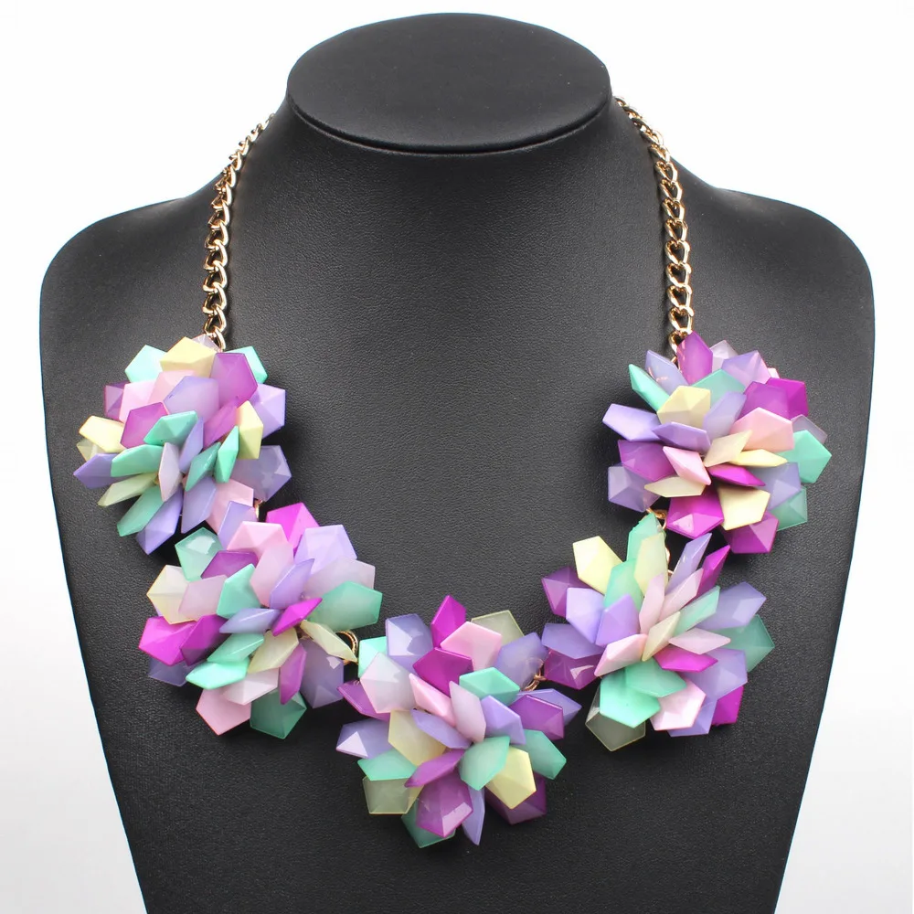 Трендовое цветное желеобразное Прозрачное пластиковое женское ожерелье-чокер с цветами, вечерние ювелирные изделия, 16 цветов