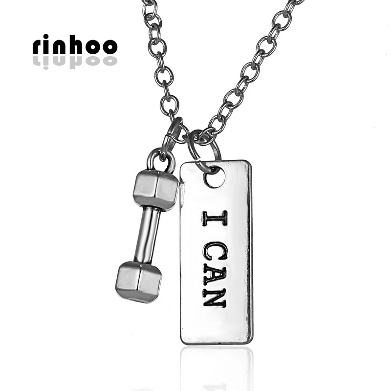 

Rinhoo Style Woman's Barbell Charm Necklace Work Out Weight Plated Necklace Jewelry Fitness Gym Dumbbell Pendant Necklaces