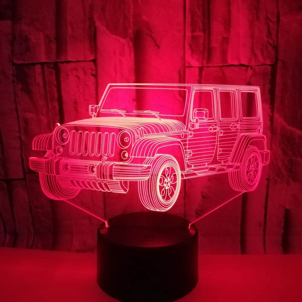 Крутой Джип автомобиль форма многоцветная настольная лампа 3D светодиодный USB