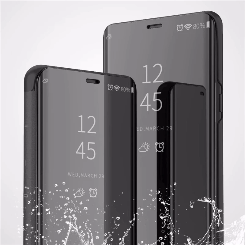 

For Samsung Galaxy Note 9 A6 A8 J4 J6 J8 2018 S7 S6 edge S8 S9 Plus J3 J5 J7 2017 A9Star Flip Stand Clear View Smart Mirror Case
