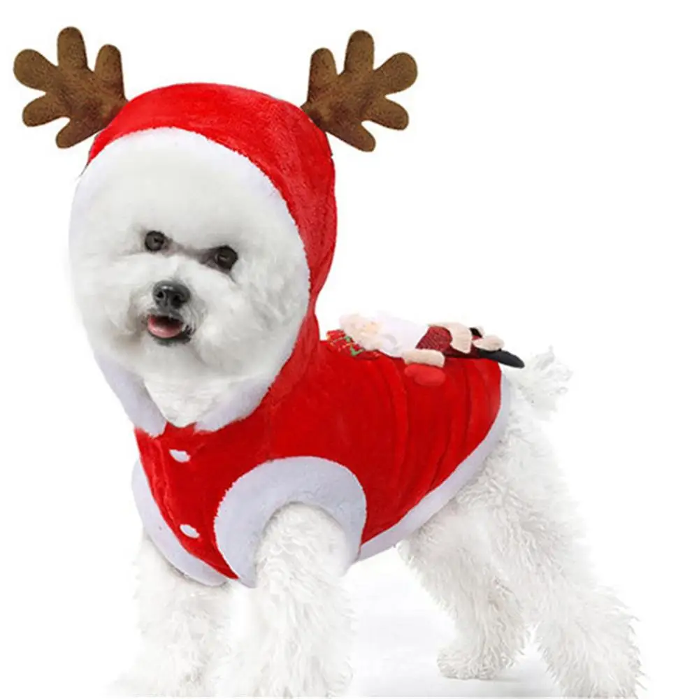 Костюм для домашних животных Санта-Клауса, Рождественская одежда для маленьких собак, зимняя куртка с капюшоном для собак, куртка, одежда для щенков и кошек, одежда для чихуахуа Йорк